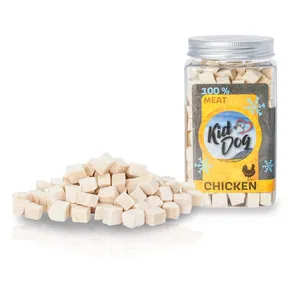 KIDDOG Super Premium 100% mrazené sušené KUŘECÍ KOSTKY - čisté kuřecí maso sušené mrazem 80 g